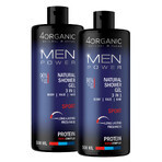 Set 4Organic Men Power, natuurlijke douchegel 3in1, Sport, 2 x 500 ml