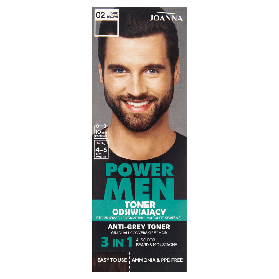 Joanna Power Men, tonico desquamante, 02 marrone scuro, 80 g