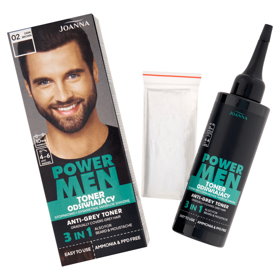 Joanna Power Men, tonico desquamante, 02 marrone scuro, 80 g