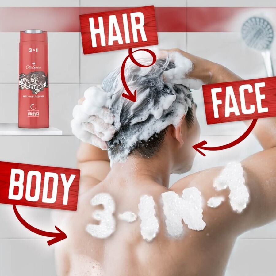Old Spice, gel de duș 3 în 1 pentru corp, păr și față, Wolfthorn, 400 ml Old Spice, gel de duș 3 în 1 pentru corp, păr și față, Wolfthorn, 400 ml