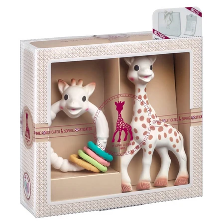 Sophie die Giraffe Set, Beißring aus Gummi, ab Geburt, 1 Stück + Beißring am Ring, 1 Stück