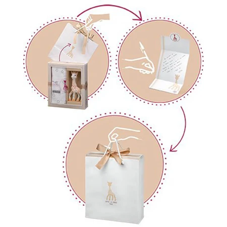 Sophie die Giraffe Set, Beißring aus Gummi, ab Geburt, 1 Stück + Beißring am Ring, 1 Stück