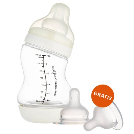 Canpol Bebés, biberón anticólicos S-Shape, boca ancha, PP, 24/201, 200 ml + tetina de silicona para biberón S-Shape XL, alimentación rápida, 59/894, a partir de 9 meses, 2 unidades de regalo