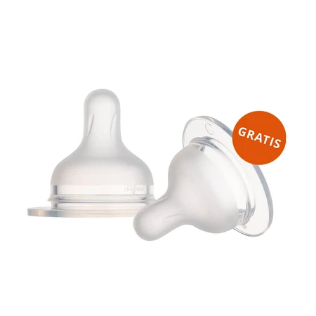 Canpol Bebés, biberón anticólicos S-Shape, boca ancha, PP, 24/201, 200 ml + tetina de silicona para biberón S-Shape XL, alimentación rápida, 59/894, a partir de 9 meses, 2 unidades de regalo