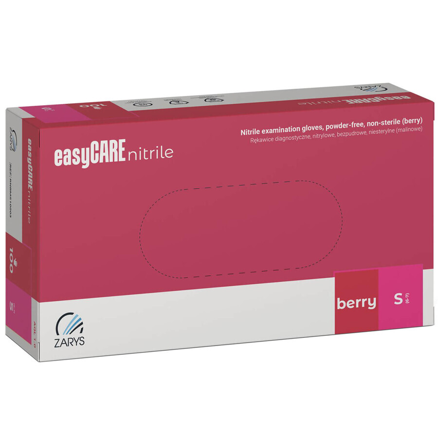 EasyCare Nitrile, guanti in nitrile, non sterili, senza polvere, lampone, taglia S, 100 pezzi