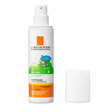 La Roche-Posay Anthelios Dermo-Pediatrics, Schutzmilch für Gesicht und Körper ab 6 Monaten, SPF 50+, 50 ml + gratis Strandtasche