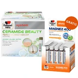 Doppelherz System Ceramide Beauty, fruit flavor mango and passion fruit, 25 ml x 30 ampoules + Magnesium 400, liquid, orange and lemon flavor, 25 ml x 20 ampoules free of charge