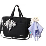 BabyOno, Kinderwagentasche, Carmen, schwarz + Schmusedecke, Blinky Cloud, 1 Gratisartikel