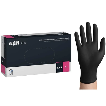 EasyCare Nitril, nitril handschoenen, niet-steriel, poedervrij, zwart, maat S, 100 stuks
