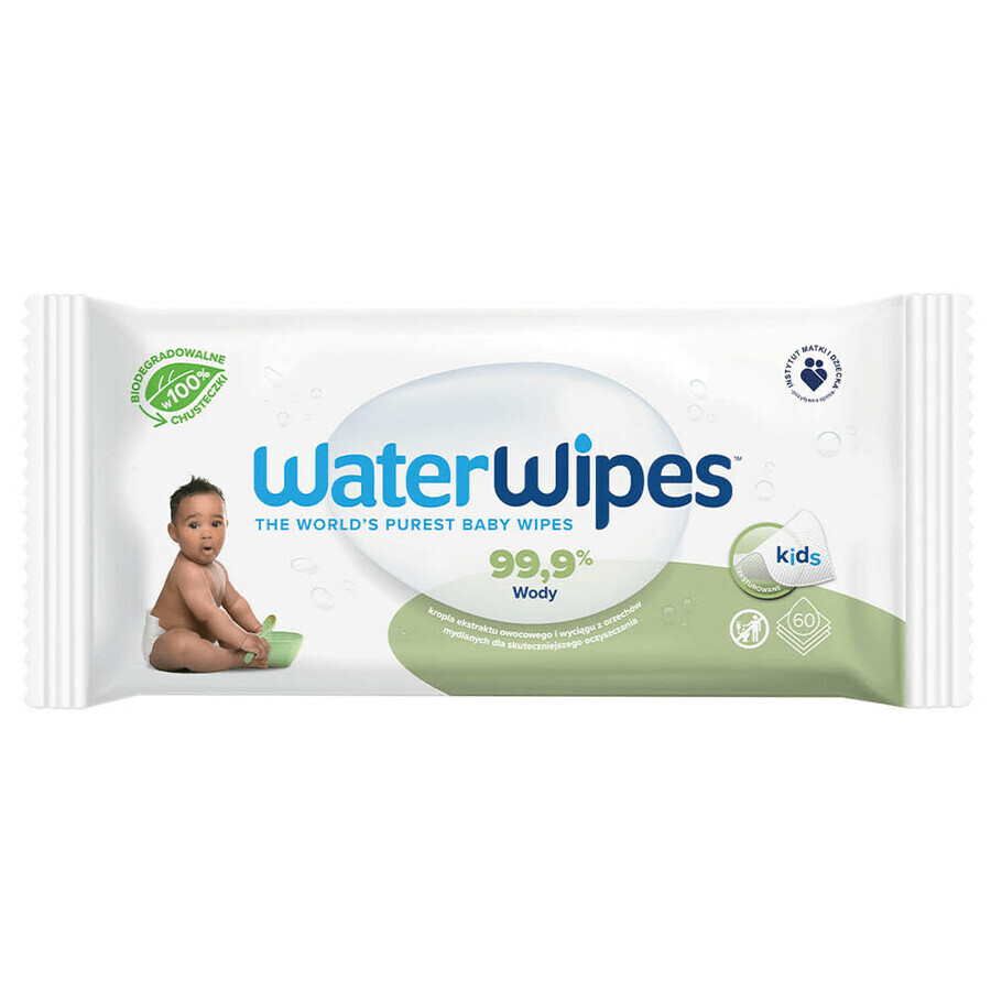 WaterWipes Soapberry Bio, wet wipes, water with soapberry extract, from birth, 60 pieces + WaterWipes Bio, 2 x 10 pieces free