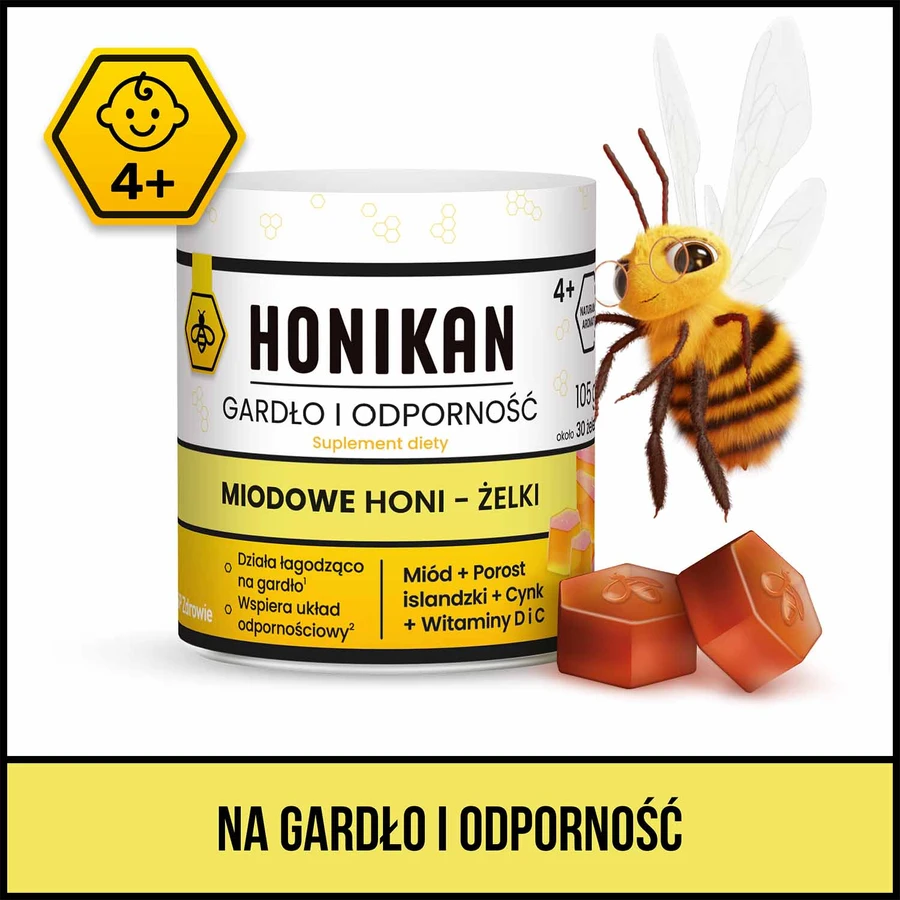 Honikan Throat and Immunity Honey Honi-Gels, à partir de 4 ans, 30 pièces