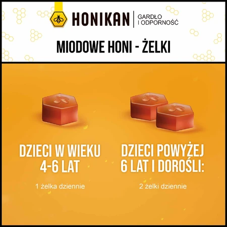 Honikan Throat and Immunity Honey Honi-Gels, à partir de 4 ans, 30 pièces
