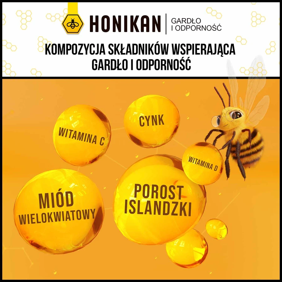 Honikan Throat and Immunity Honey Honi-Gels, à partir de 4 ans, 30 pièces