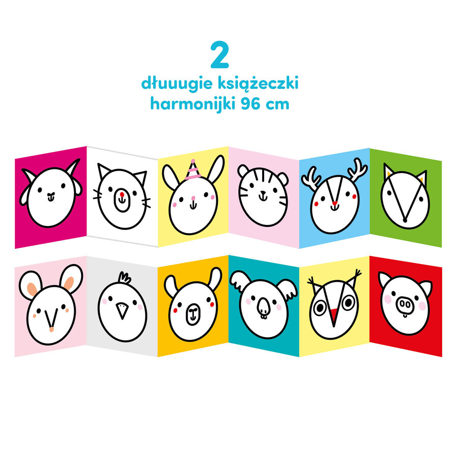 CzuCzu Long Drawing Books I Catch the Crayon Animals, 2 cărți pentru copii, de la 18 luni