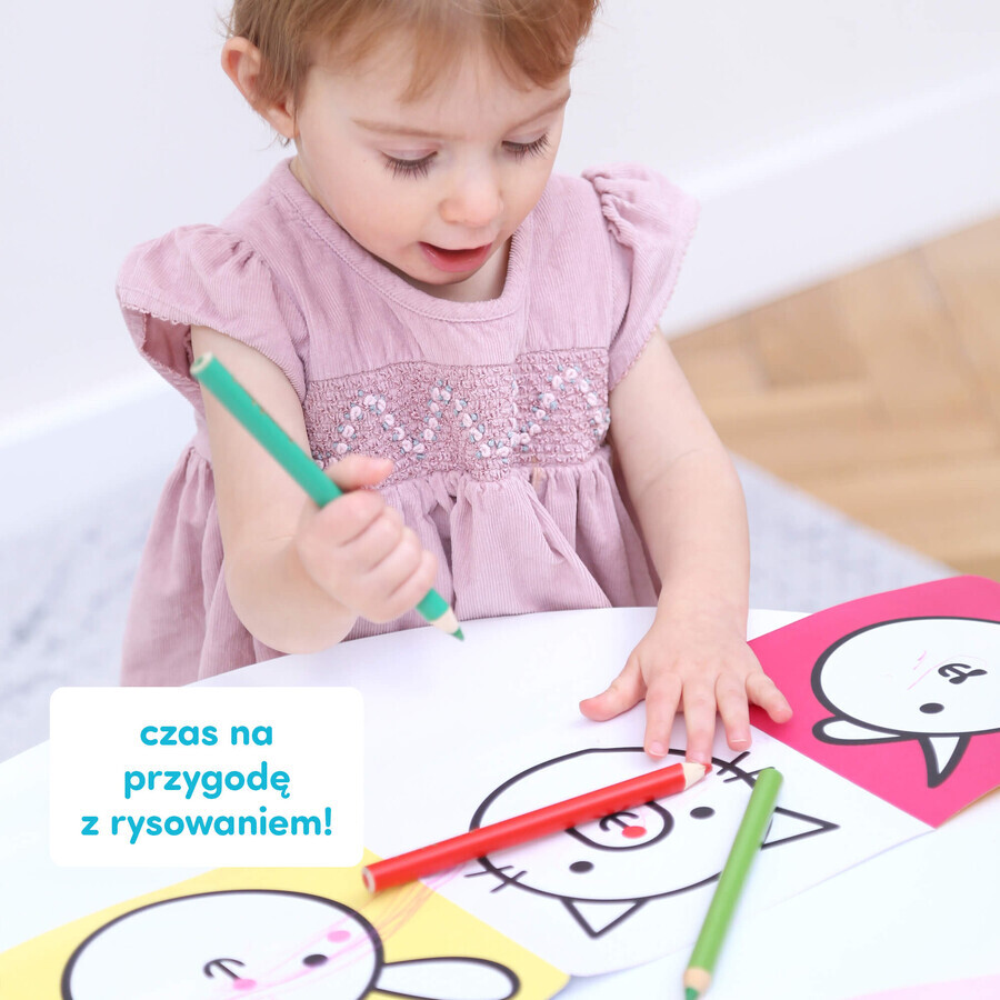 CzuCzu Long Drawing Books I Catch the Crayon Animals, 2 cărți pentru copii, de la 18 luni