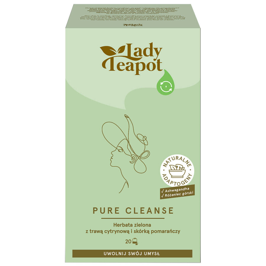 Lady Teapot Pure Cleanse, té verde limoncillo, 20 bolsitas