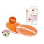 Emolium Suncare set, crema de protección mineral para niños desde el primer día y adultos, FPS 50+, 2 x 50 ml + juego de playa "atrapa la pelota" gratuito