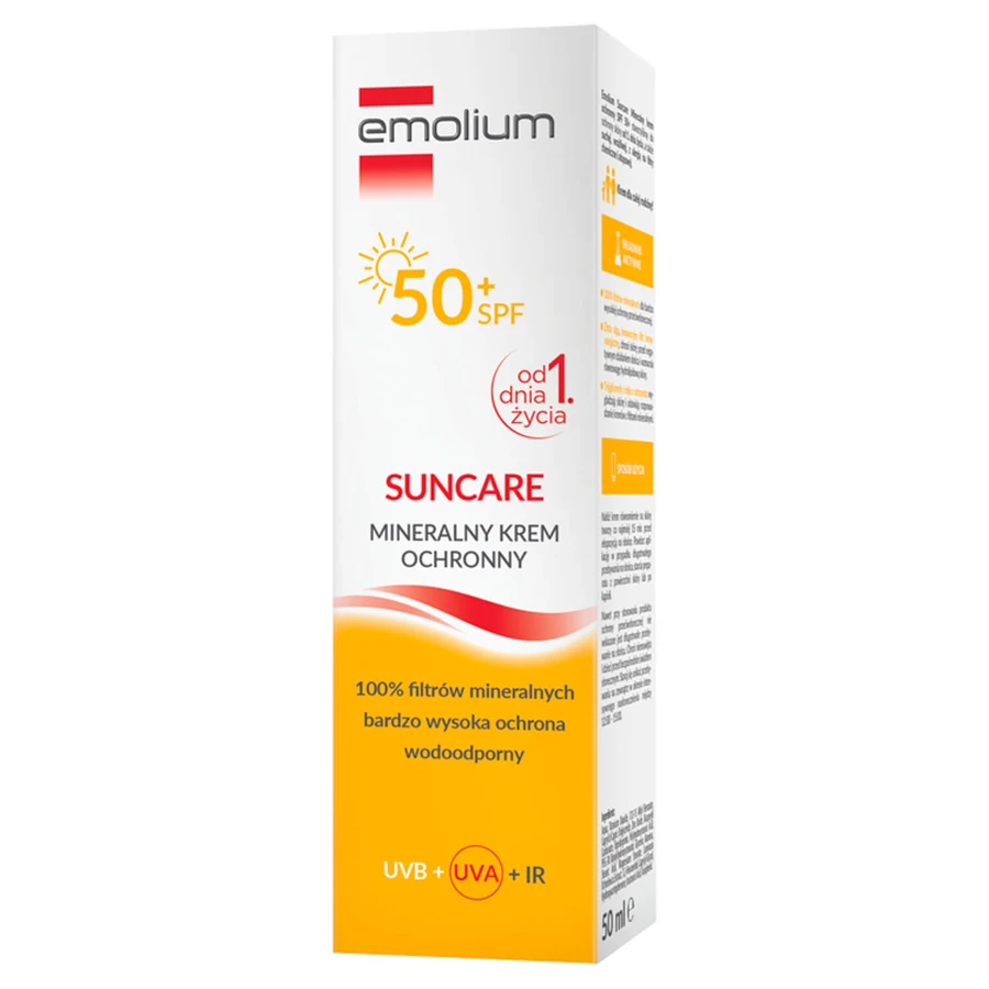 Emolium Suncare set, crema de protección mineral para niños desde el primer día y adultos, FPS 50+, 2 x 50 ml + juego de playa "atrapa la pelota" gratuito