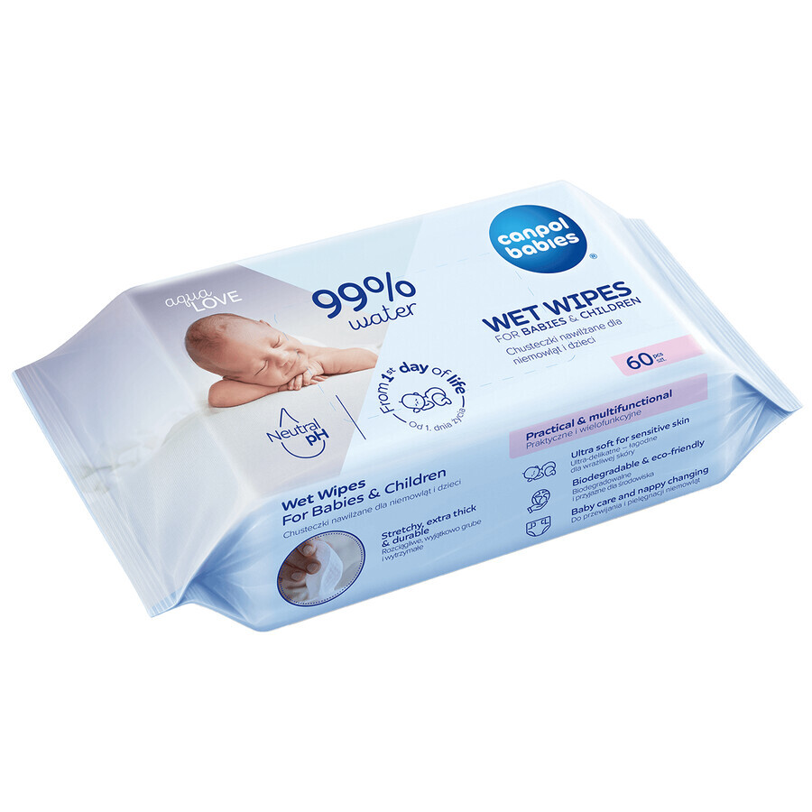 Canpol Babies, Feuchttücher für Säuglinge und Kinder, 60 Stück