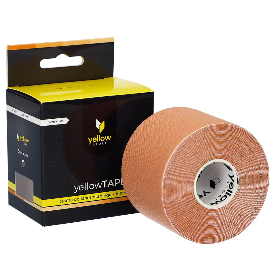 YellowSport YellowTape, bandă de kinesiotaping, culoare carne, 5 cm x 5 m