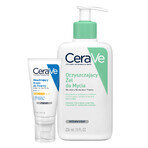 Cerave set, moisturizing face cream, SPF 30, 52 ml + cleansing washing gel with ceramides, normal and oily skin, 236 ml