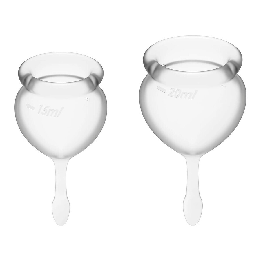Satisfyer Feel Good, Menstruationstasse, 15 ml + 20 ml, Transparent, 2 Stück