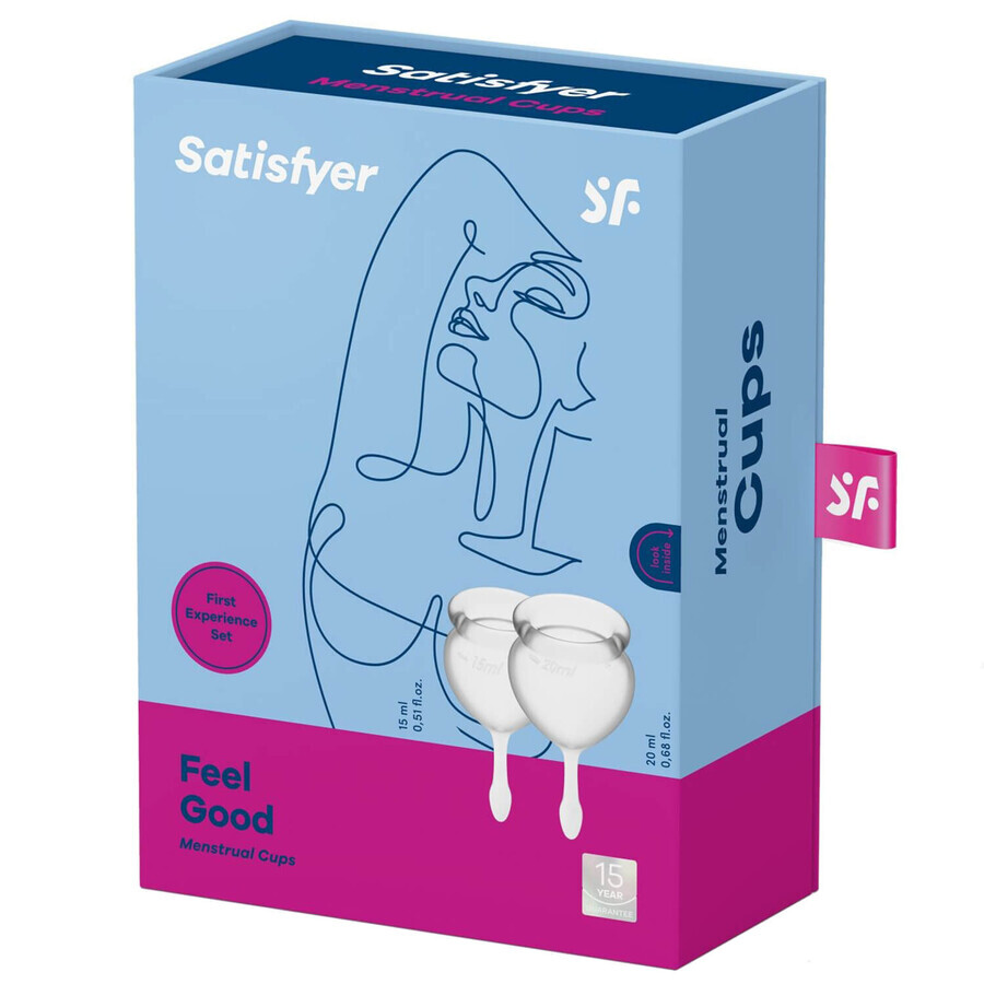 Satisfyer Feel Good, Menstruationstasse, 15 ml + 20 ml, Transparent, 2 Stück