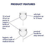 Satisfyer Feel Good, Menstruationstasse, 15 ml + 20 ml, Transparent, 2 Stück Satisfyer Feel Good, Menstruationstasse, 15 ml + 20 ml, Transparent, 2 Stück