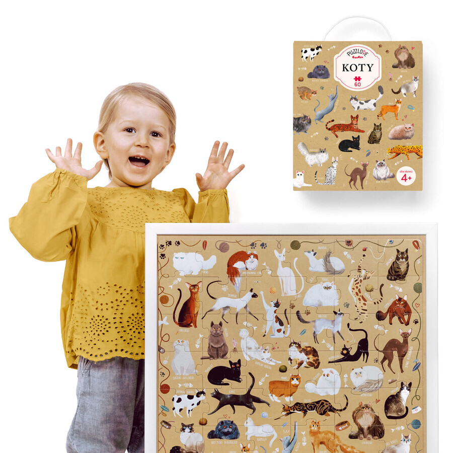 CzuCzu Puzzlove Cats, puzzle pour enfants, à partir de 4 ans, 60 éléments