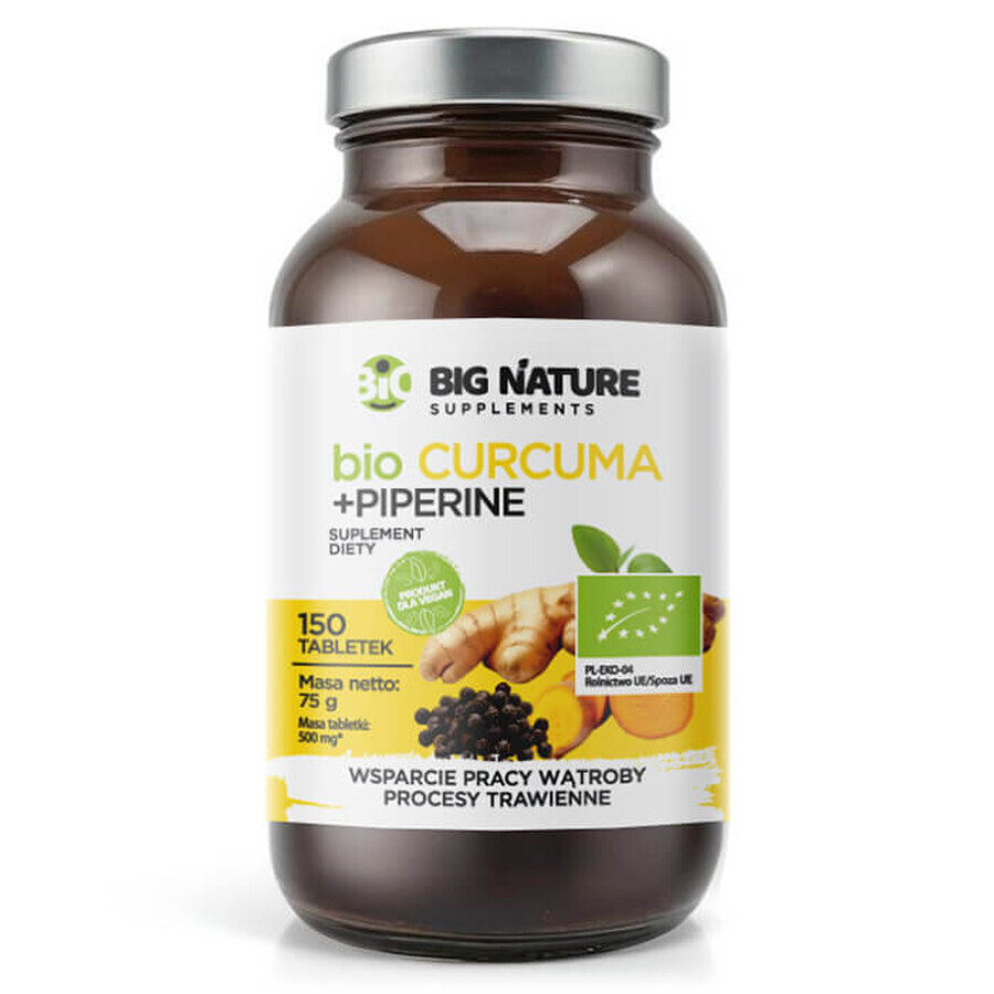 Big Nature Bio Curcuma + Piperine, 150 tabletten