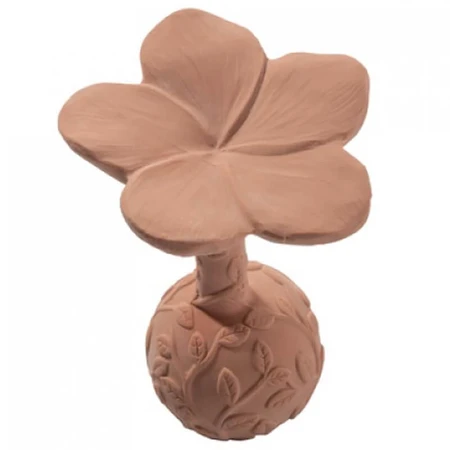 Natruba, Beißring aus Naturkautschuk mit Rassel, Plumeria Blume, ab Geburt, 1 Stück