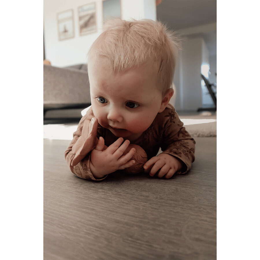 Natruba, natural rubber teether with rattle, plumeria flower, from birth, 1 piece