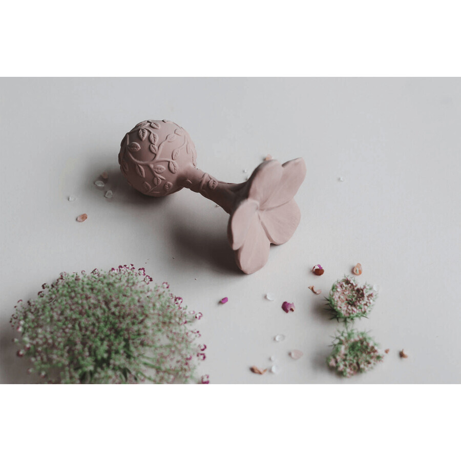 Natruba, natural rubber teether with rattle, plumeria flower, from birth, 1 piece