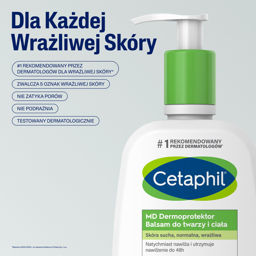 Cetaphil MD Dermoprotector, hydraterende lotion voor gezicht en lichaam, droge en gevoelige huid, met pompje, 236 ml + hydraterende gezichtscrème met hyaluronzuur, nachtcrème, 48 ml gratis