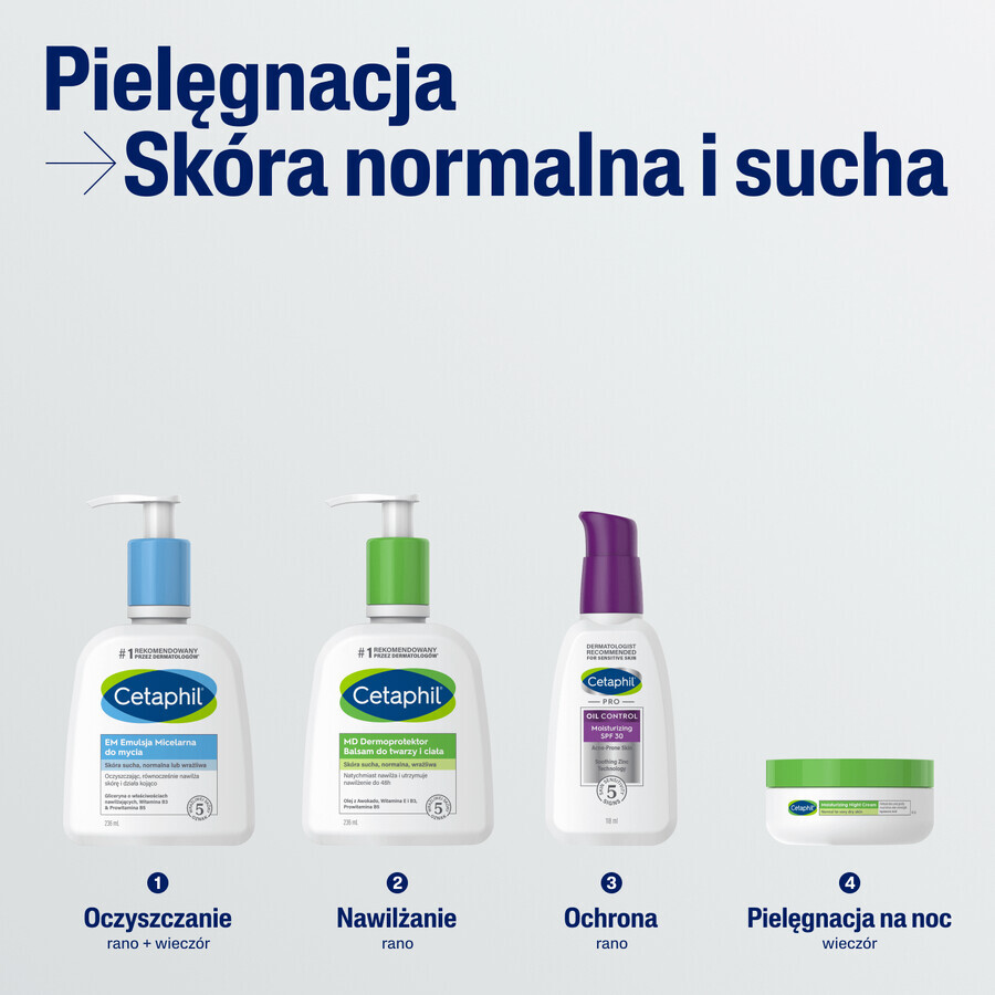 Cetaphil MD Dermoprotector, hydraterende lotion voor gezicht en lichaam, droge en gevoelige huid, met pompje, 236 ml + hydraterende gezichtscrème met hyaluronzuur, nachtcrème, 48 ml gratis