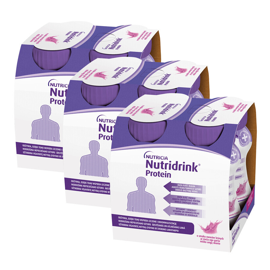 Nutridrink Protein kit, nutritional preparation, forest fruit flavor, 12 x 125 ml
