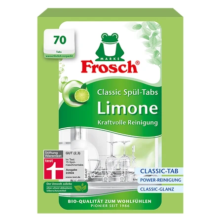 Frosch Set, Spülmaschinentabs, Classic, Limette, 2 x 70 Stück + Spülmittel, Mandel, 500 ml gratis