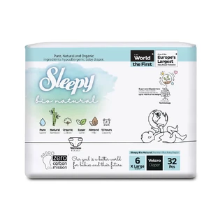 Couches pour bébés, No. 6, 15-25 kg, 32 pcs, Sleepy Bio Natural