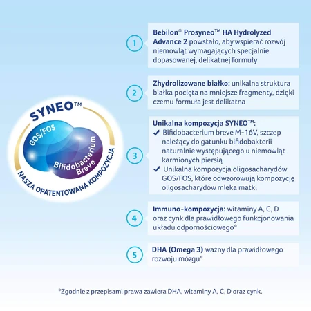 Set Bebilon Prosyneo HA Hydrolyzed Advance 2, lait de suite, après 6 mois, 2 x 400 g