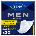 Set Tena Men Active Fit, semelles anatomiques pour hommes, niveau 2, 4 x 20 pièces