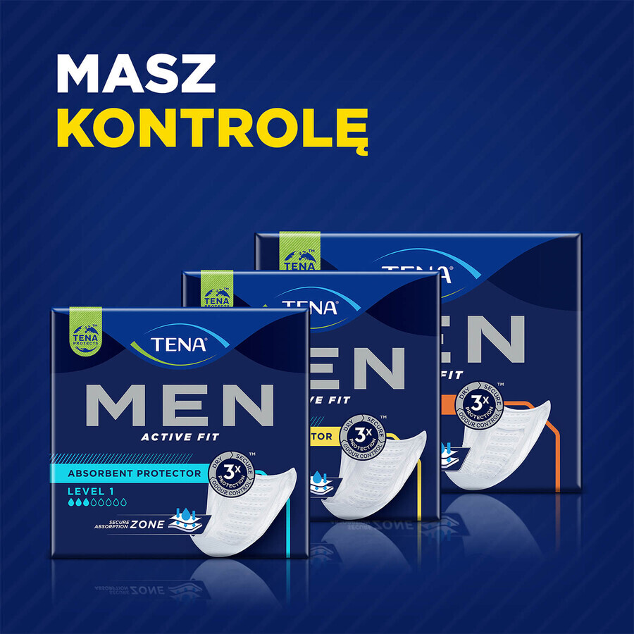 Set Tena Men Active Fit, semelles anatomiques pour hommes, niveau 2, 4 x 20 pièces