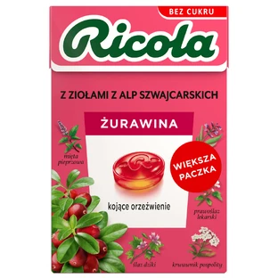 Ricola Cranberry, bonbon suisse aux herbes, sans sucre, 40 g