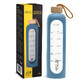 4Fizjo, glass water bottle in silicone case, motivational, blue, 1 l