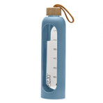 4Fizjo, botella de agua de vidrio en funda de silicona, motivacional, azul, 1 l 4Fizjo, botella de agua de vidrio en funda de silicona, motivacional, azul, 1 l