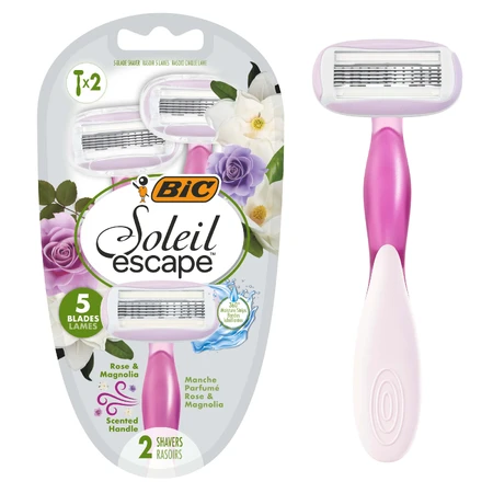 BIC Soleil Escape, damesscheermes, wegwerp, vijfbladig, Rose & Magnolia, 2 stuks