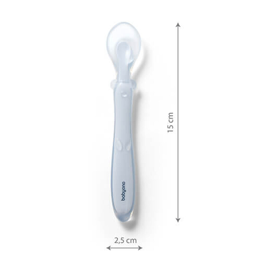BabyOno, flexible silicone spoon, blue, from 6 months, 1 piece