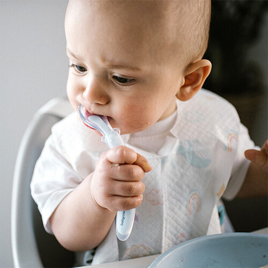 BabyOno, flexible silicone spoon, blue, from 6 months, 1 piece