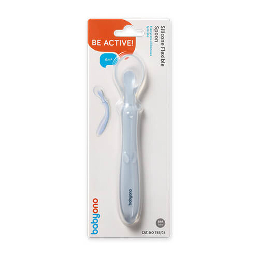 BabyOno, flexible silicone spoon, blue, from 6 months, 1 piece