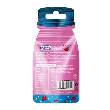 Dosfarm Dragées rafraîchissantes à la vitamine C, goût fraise et menthe, 16 g