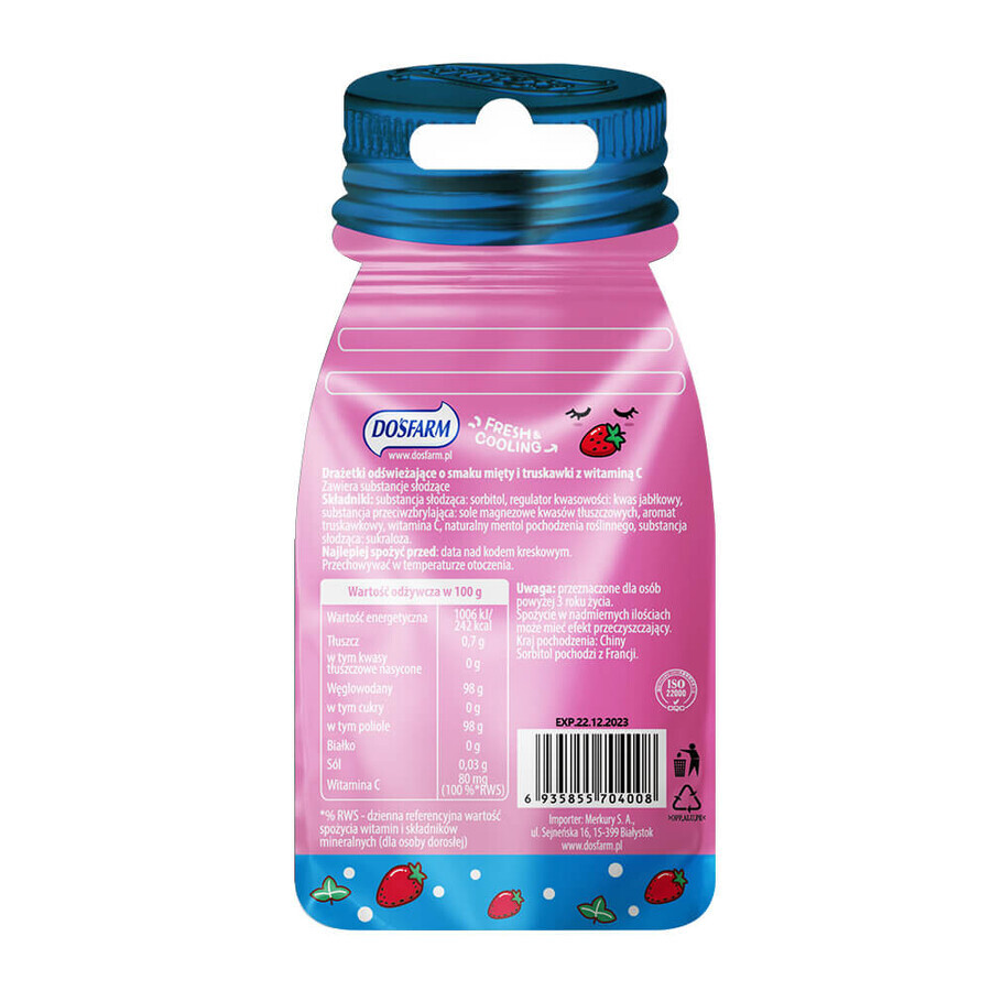 Dosfarm Dragees Refrescantes con Vitamina C, sabor fresa y menta, 16 g